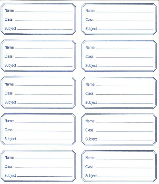 Picture of 20BR-Name/Class/Subject Copybook Labels (Sheet of 10 Labels)